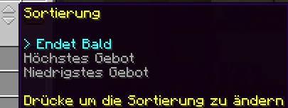 Sortierfunktion im Auktionshaus