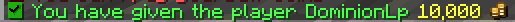 Nachricht wenn man Coins an jemand anderen gibt
